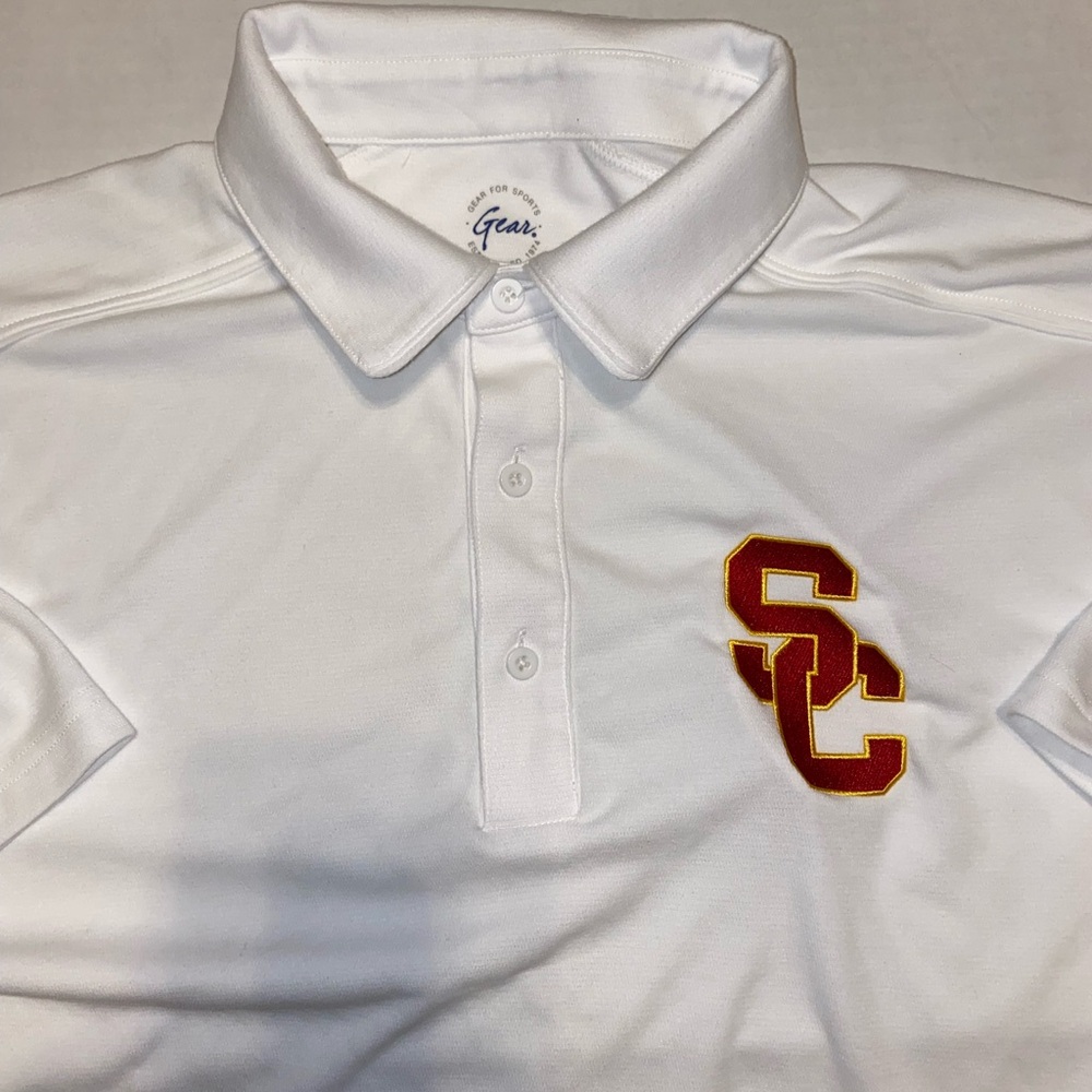 USC TROJANS Official Gear For Sports White Polo Shirt Size XL EUC  0010